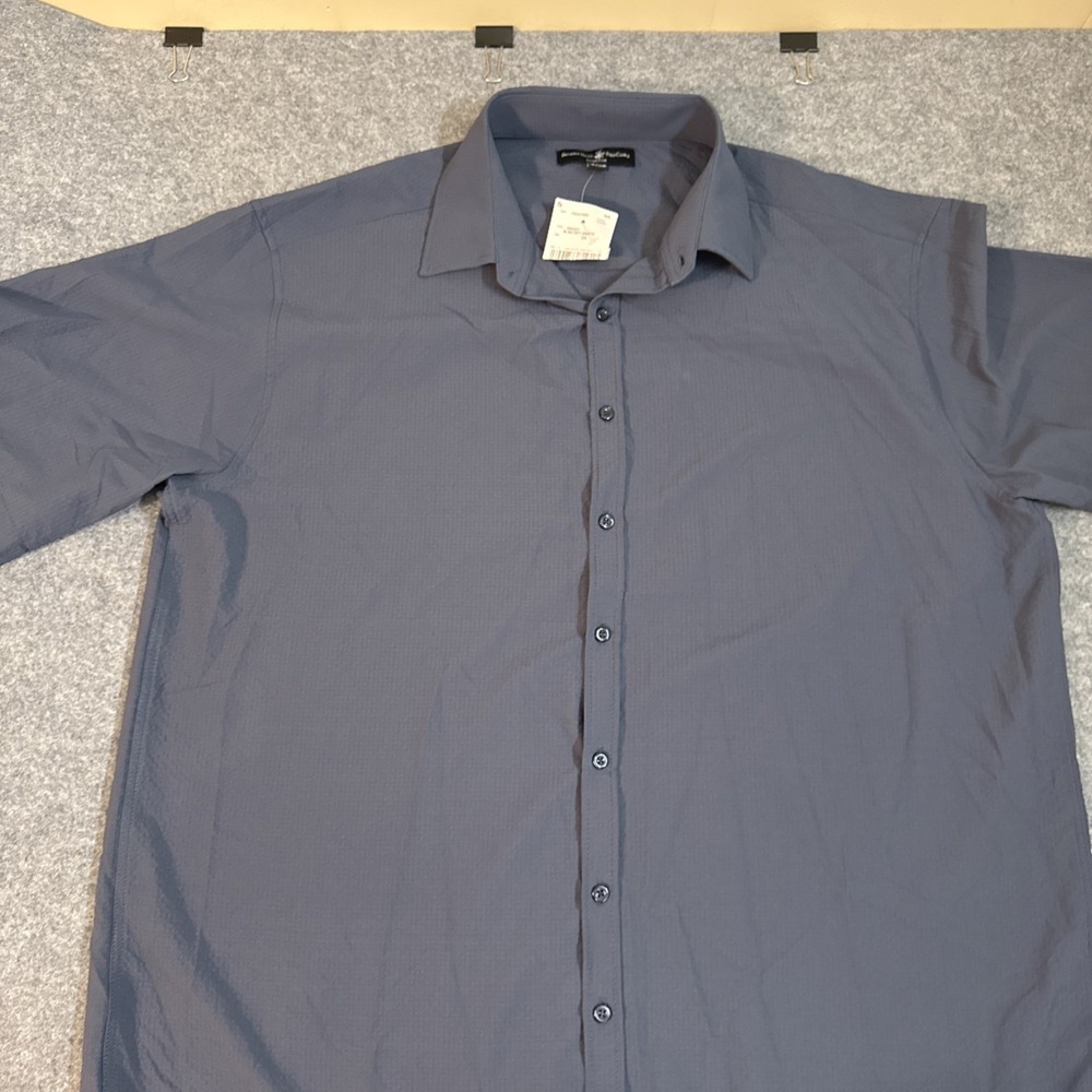 Beverly Hills Polo Club Men's Short Sleeve Button Down Blue/Grey Sz 3XLB